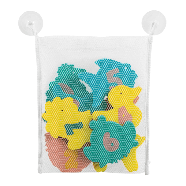 Clevamama Pebbles & Friends Play and Learn Bath Toys with Tidy Bag