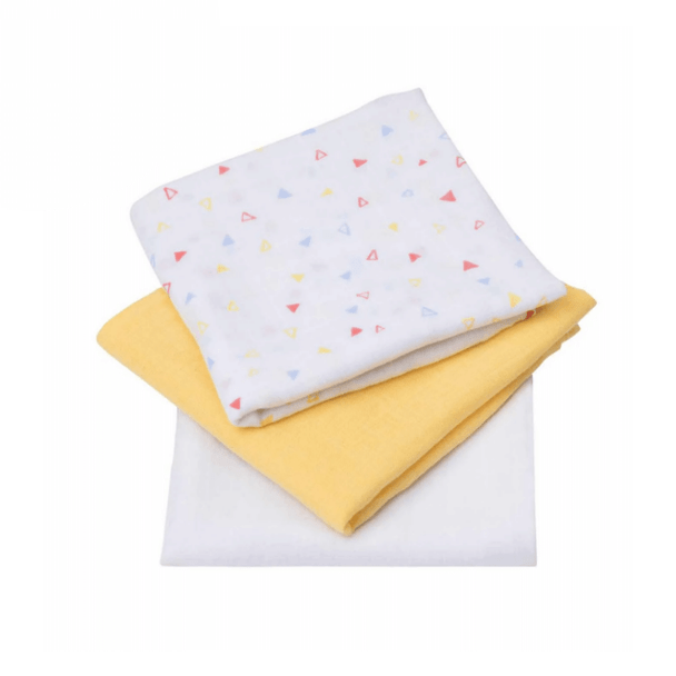 Clevamama Muslin Cloth Set Super Soft White/Yellow (3Pk)