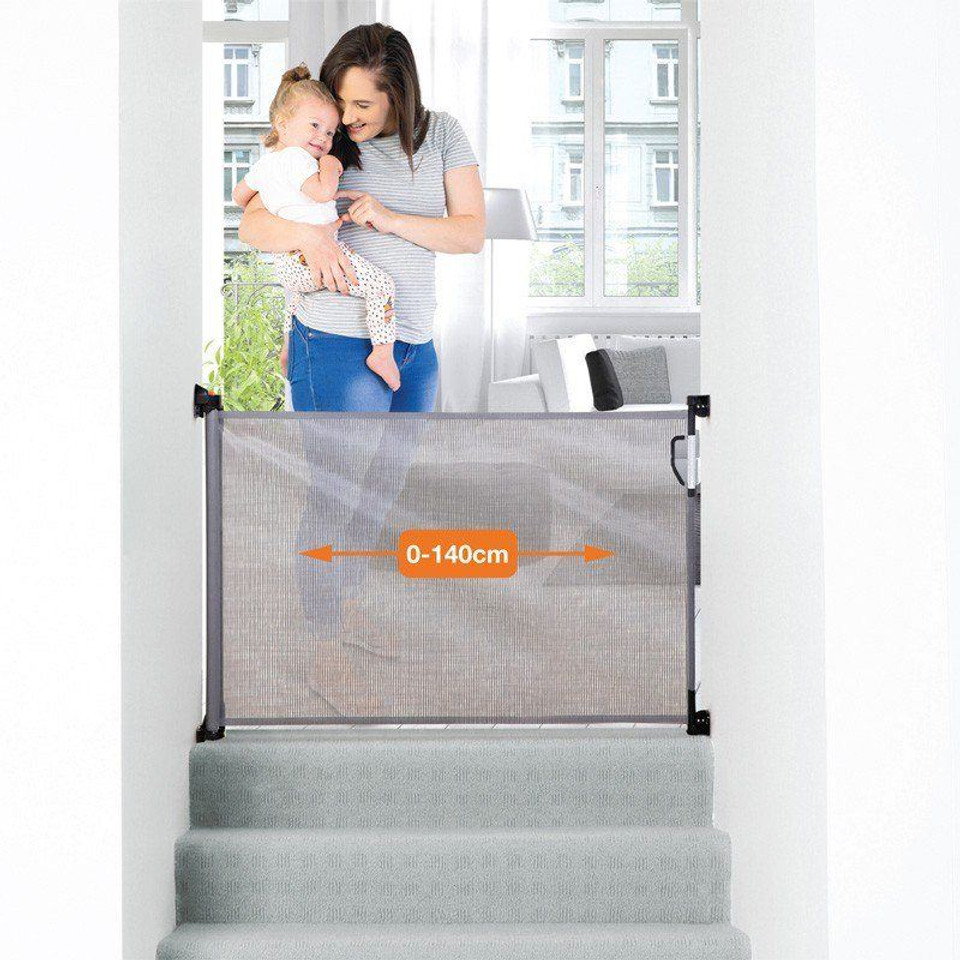 Dreambaby Retractable Stair Gate Grey BabySafety.ie