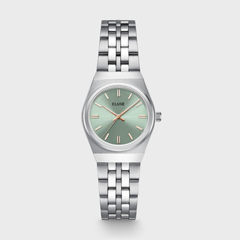 CLUSE Retro 70’s Mini Watch Steel, Sage Green, Silver Colour CW16301