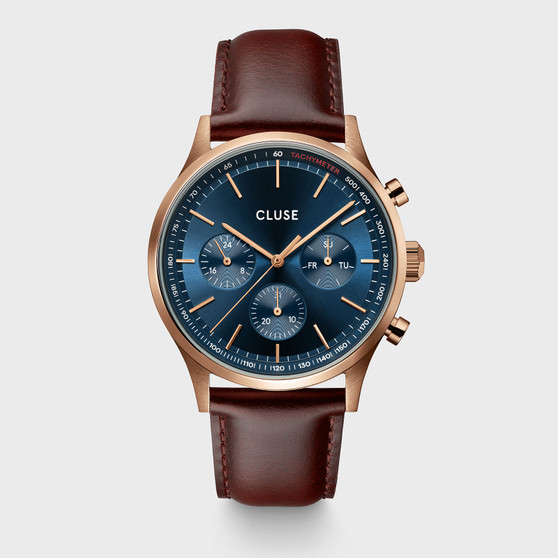 CLUSE Antheor Multifunction Blue Leather / Rose Gold CW21009