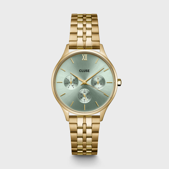 Cluse Minuit Multifunction Sage Green/Gold Link CW10709
