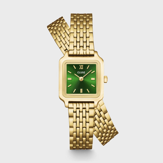 Gracieuse Mini Watch Double Strap Forest Green/Gold Link
