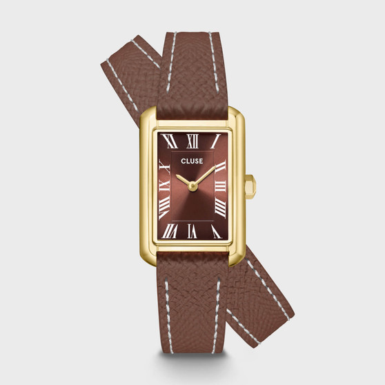 Belisenna Double Leather Mocha/Gold Watch