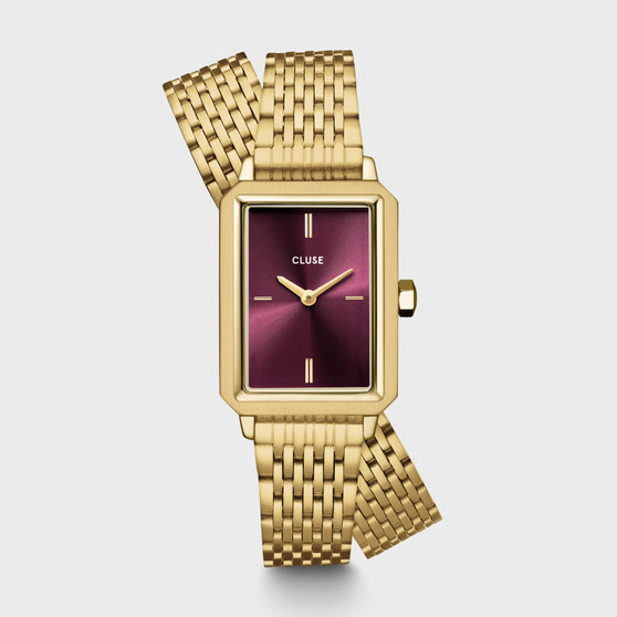 Fluette Double Strap Gold Link/Wine Watch