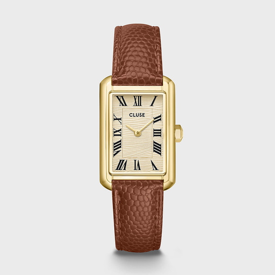 CLUSE Belisenna Watch Leather Nutshell, Sand Textured, Gold Colour CW15008