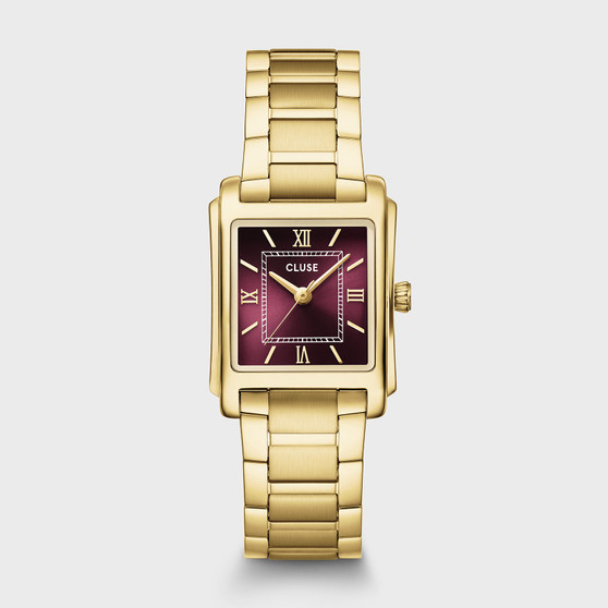 Anglee, Steel, Dark Cherry, Gold Colour Watch