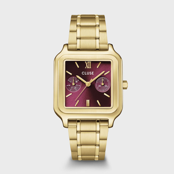 Gracieuse Multifunction, Steel, Dark Cherry, Gold Colour Watch