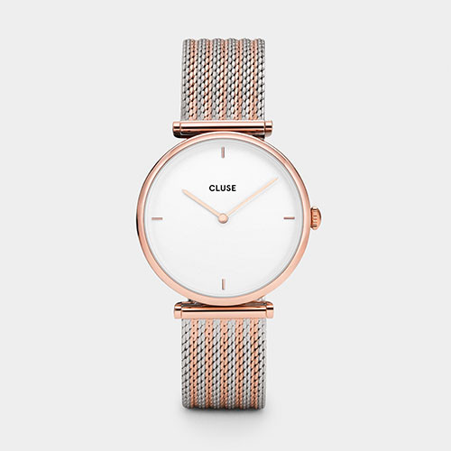 Cluse Triomphe Rose Gold Bicolor Mesh Watch