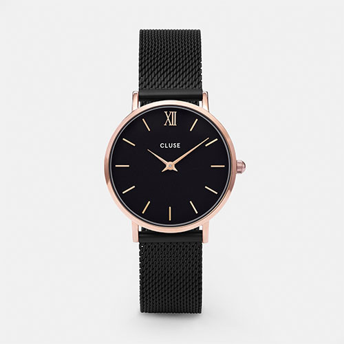 Cluse Minuit Mesh Rose Gold Black/Black Watch CW0101203024