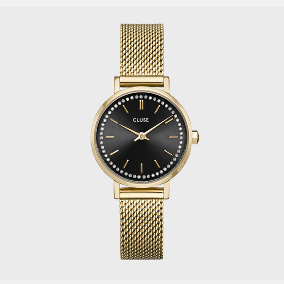 Cluse Boho Chic Petite Black Crystals/Gold Mesh