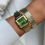 Gracieuse Mini Watch Double Strap Forest Green/Gold Link