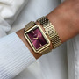 Fluette Double Strap Gold Link/Wine Watch