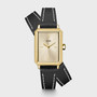 Fluette Double Strap Black Leather/Gold Watch