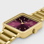 La Tetragone Wine Gold Stones/Gold Link Watch
