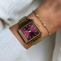 La Tetragone Wine Gold Stones/Gold Link Watch