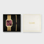Cluse La Tetragone Dark Cherry Gold Multifunction & Beaded Bracelet Gift Set CG13801