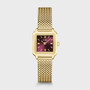 Gracieuse Mini, Mesh, Dark Cherry, Gold Colour Watch