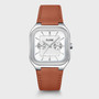 Quadrus Multi, Leather, Light Brown, Silver Colour Watch