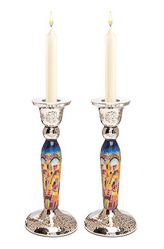 Modern Shabbat Candlesticks Jerusalem YourHolyLandStore