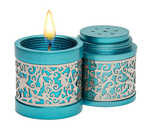 Travel Havdalah Set - Candle Holder & Spice Box - Turquoise