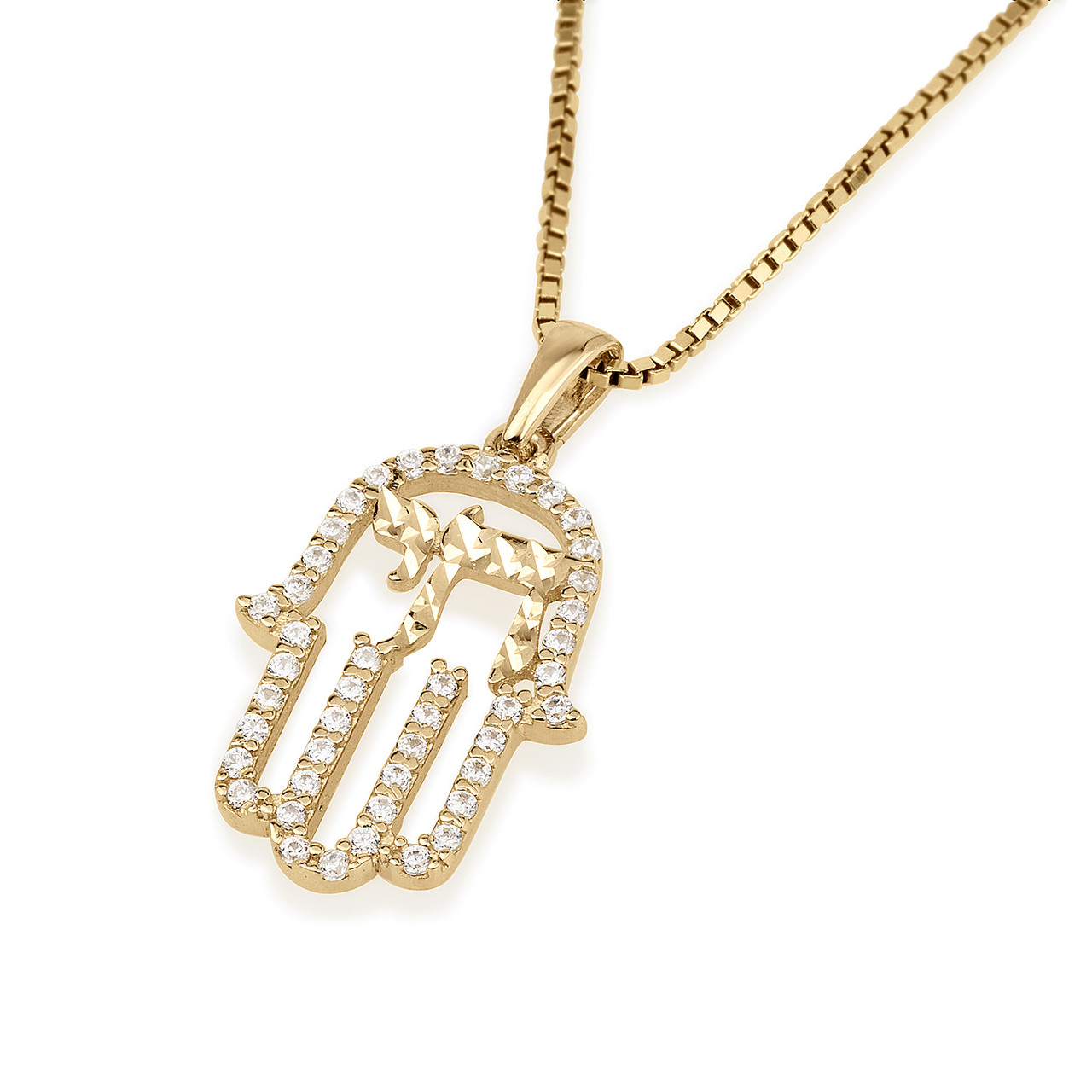 Hamsa Pendant with 14K Gold Filled Rope Necklace 4mm 24 Chain Set for – JB  Jewelry BLVD