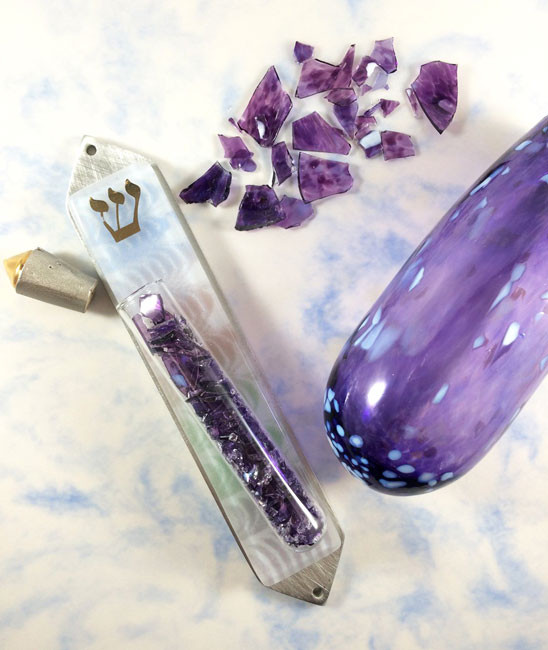 Wedding Breaking Glass Keepsake Mezuzah Case
