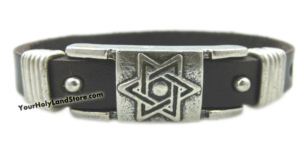 JEWISH STAR OF DAVID LEATHER BRACELET