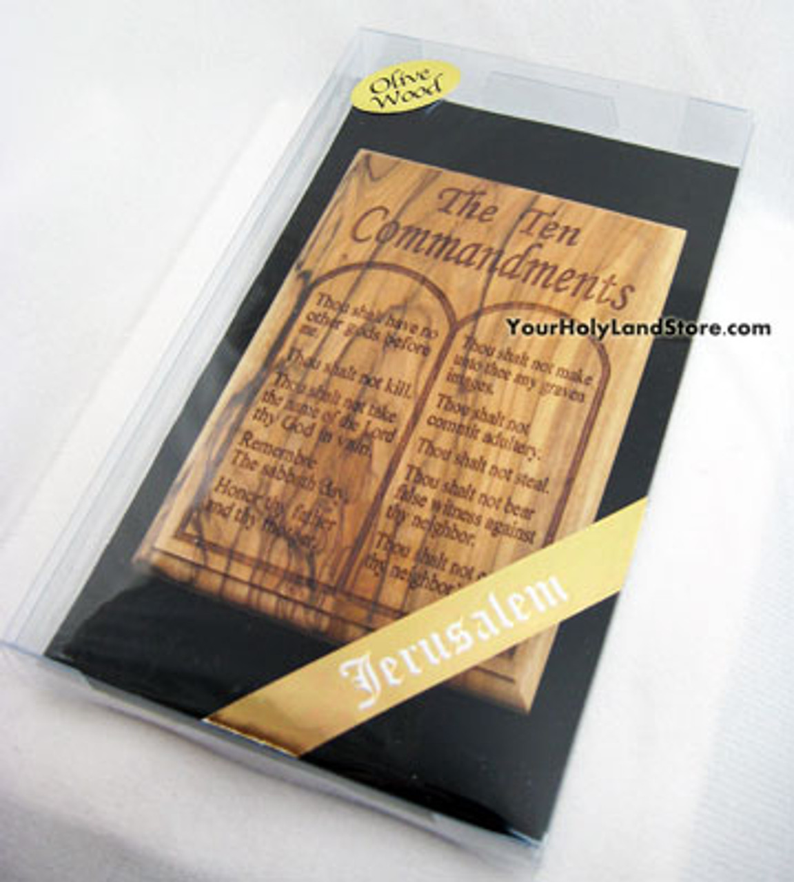 Olive Wood Ten Commandments Wall Plaque