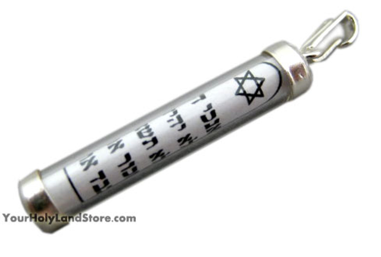 Mezuzah Pendant with 10 Commandments Scroll