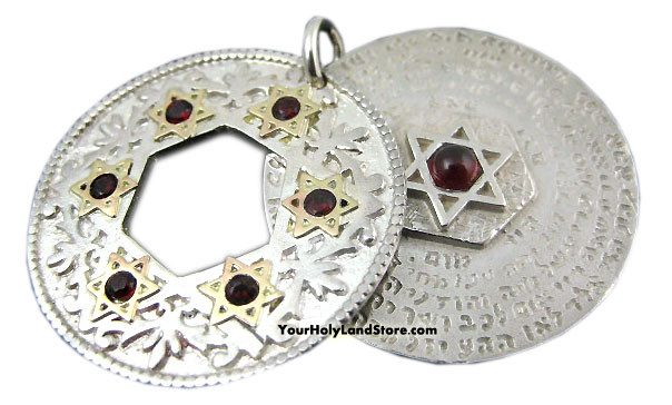 Men's Star of David Necklace Ana Bekoach Kabbalah Pendant 24k Gold Inscribed on Onyx Stone