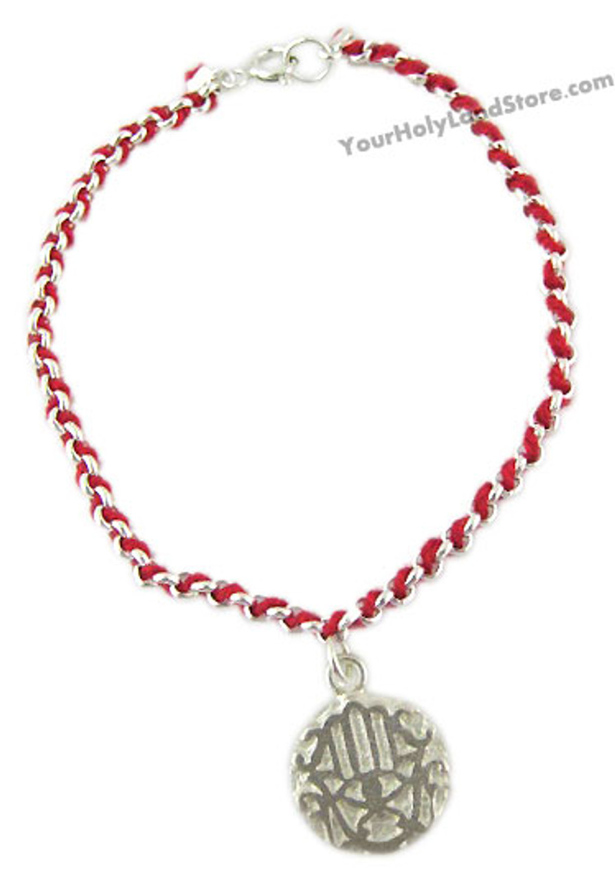 Kabbalah Red String Bracelet with Hamsa Pendant and Blessing
