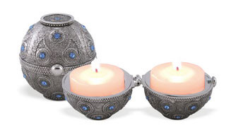 Jerusalem Nickel Candlesticks – Shabbat Shalom Travel Candle Holders, Made In Israel