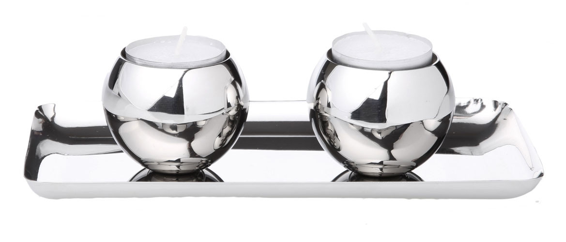 Shabbat Modern Candle Holders with Tray YourHolyLandStore