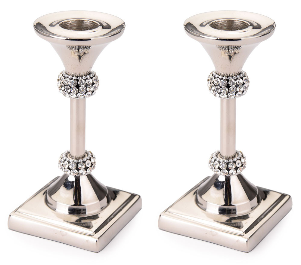 Shabbat Candlesticks with Crystals YourHolyLandStore