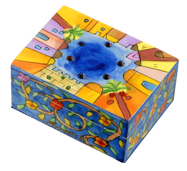 Jerusalem and Flowers Havdalah Spice Box with Cloves YourHolyLandStore
