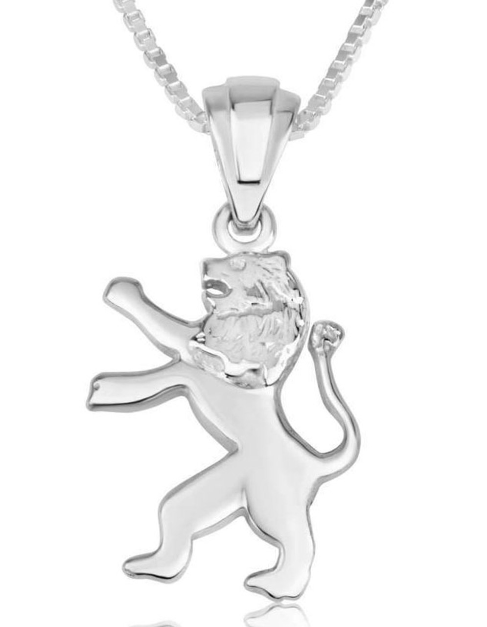 Lion Heart Name Necklace for Men - Sterling Silver