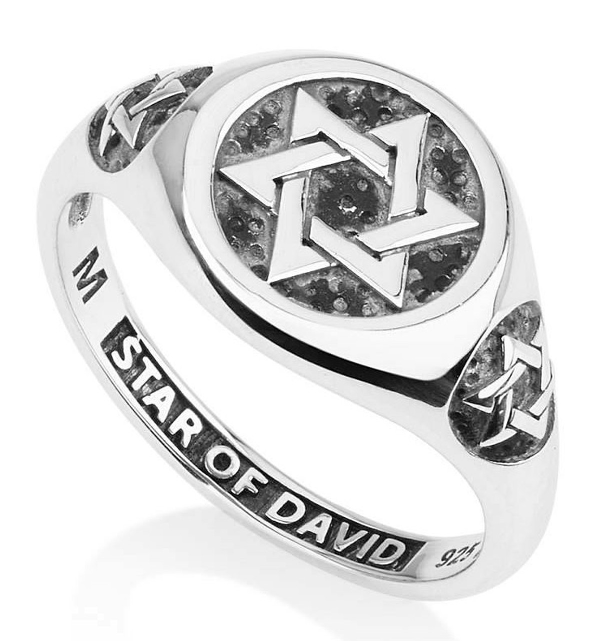 925 Sterling Silver Ring with Three Stars of David - YourHolyLandStore