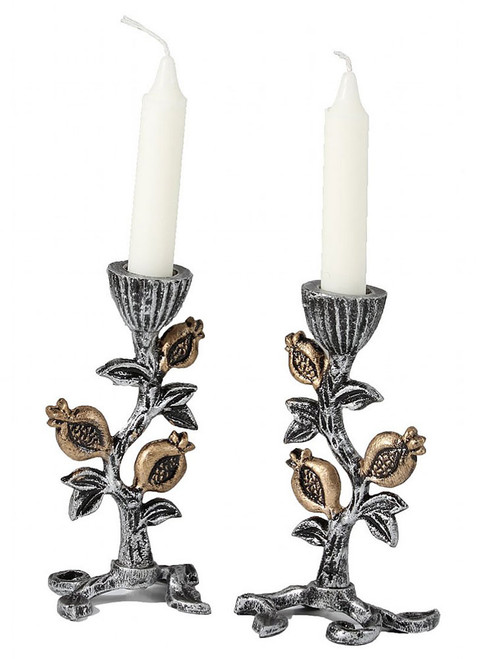 Shabbat Candlestick Set - Pomegranates