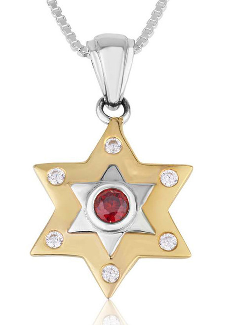 Gold Plated Star of David with Crystals