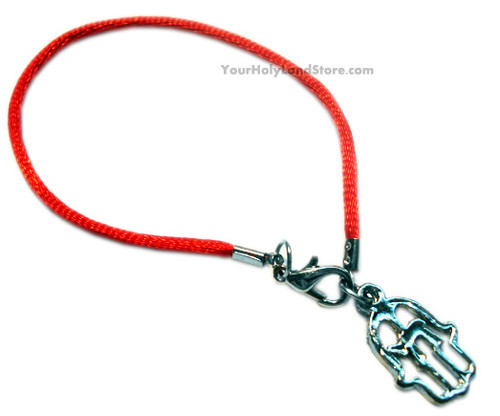KABBALAH RED STRING BRACELET WITH HAMSA HAND & CHAI