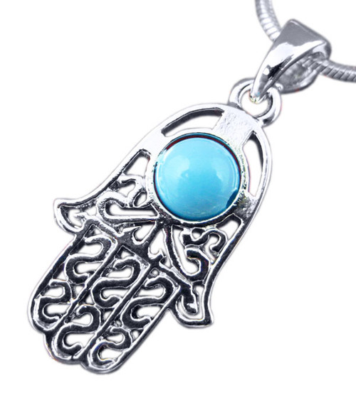 Hamsa Hand Necklace with Crystals and Beads - YourHolyLandStore