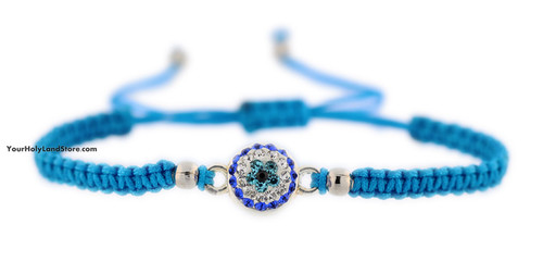 Blue Macrame Bracelet with Evil Eye