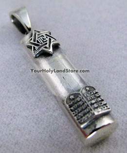Star of David & 10 Commandments MEZUZAH PENDANT
