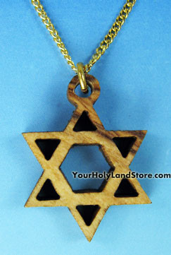 OLIVE WOOD STAR OF DAVID NECKLACE