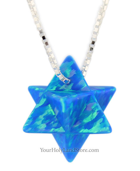 Blue Opal Kabbalah Merkaba Necklace