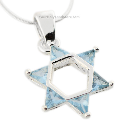 Jewish Star of Magen David Necklace with Crystals