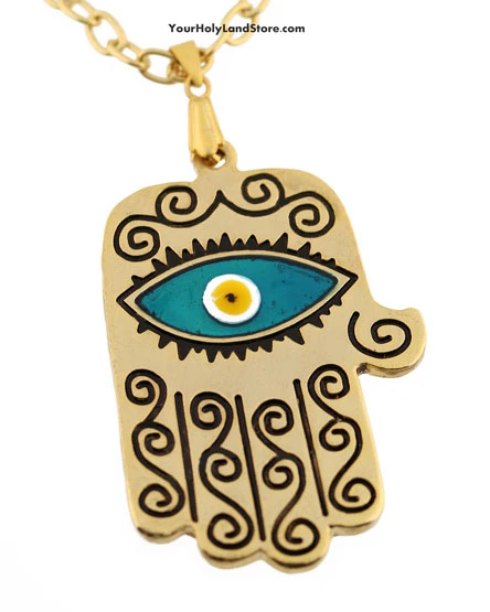 BIG KABBALAH HAND OF GOD PROTECTION NECKLACE