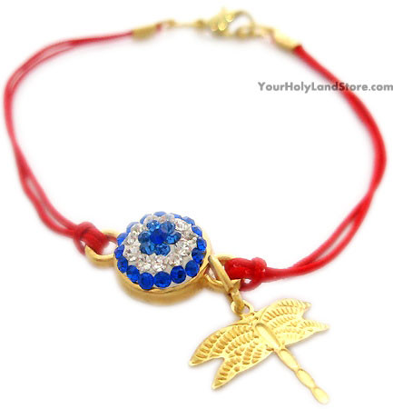 Kabbalah Red String Bracelet with Dragonfly Pendant