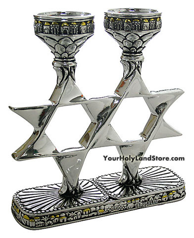Jewish Shabbat Jerusalem Candlesticks